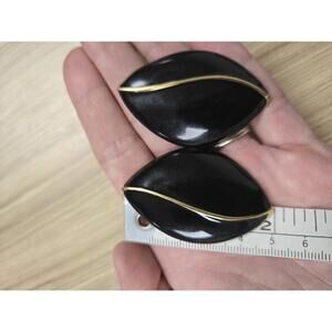 80s Black and Gold large stud earrings